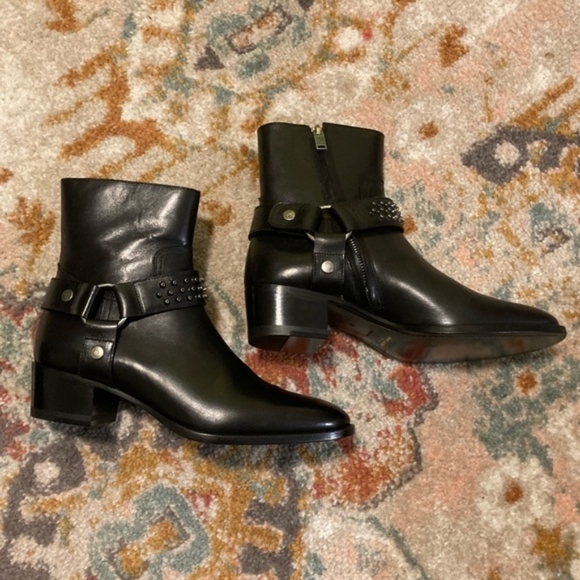 Saint Laurent Wyatt Short Strap Studded Boot - Picture 3 of 14